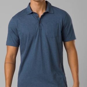 Prana Men's Organic Cotton Polo Shirt Blue Pocket